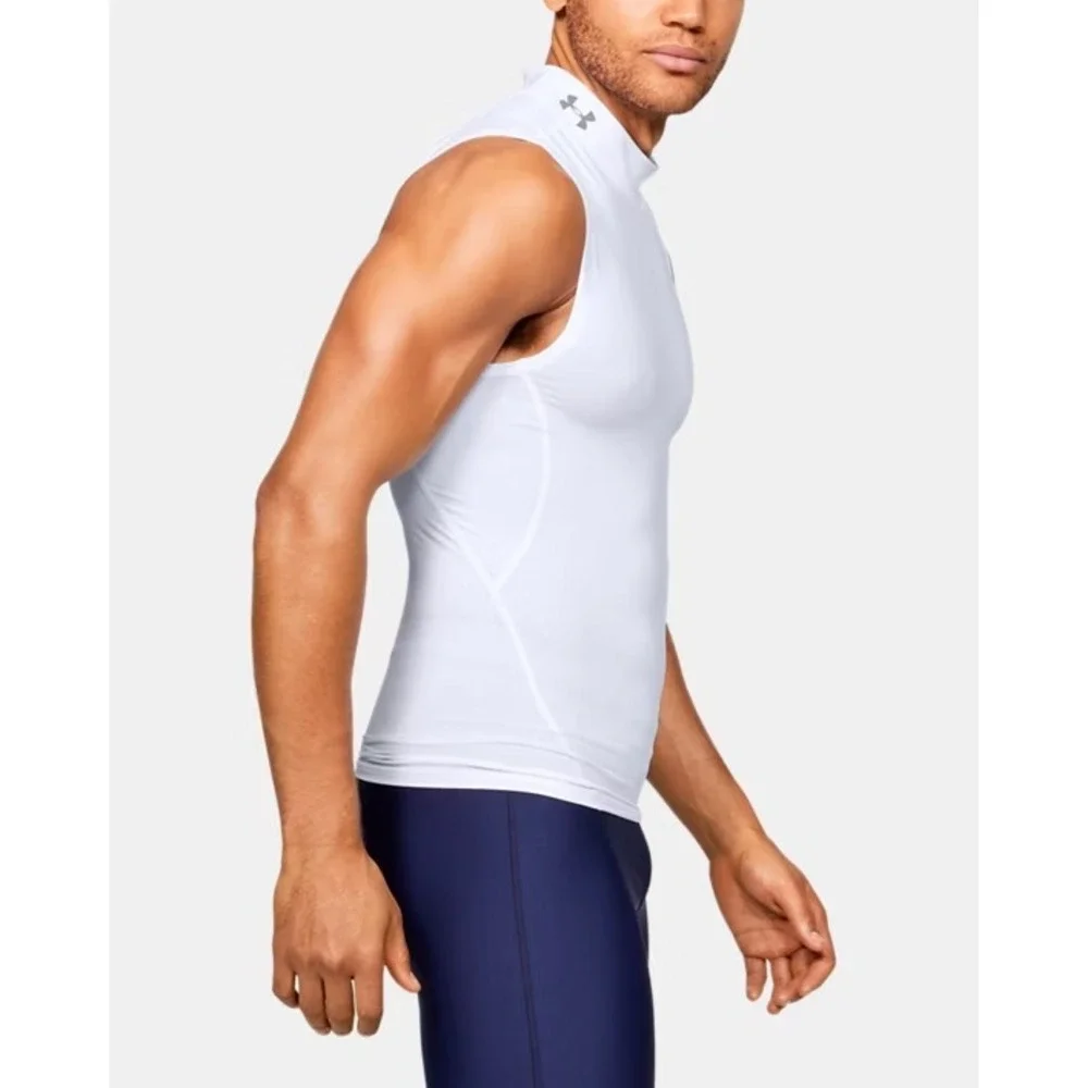Under Armour®‎ (Men's XL) HeatGear® Mock Sleeveless Shirt in White